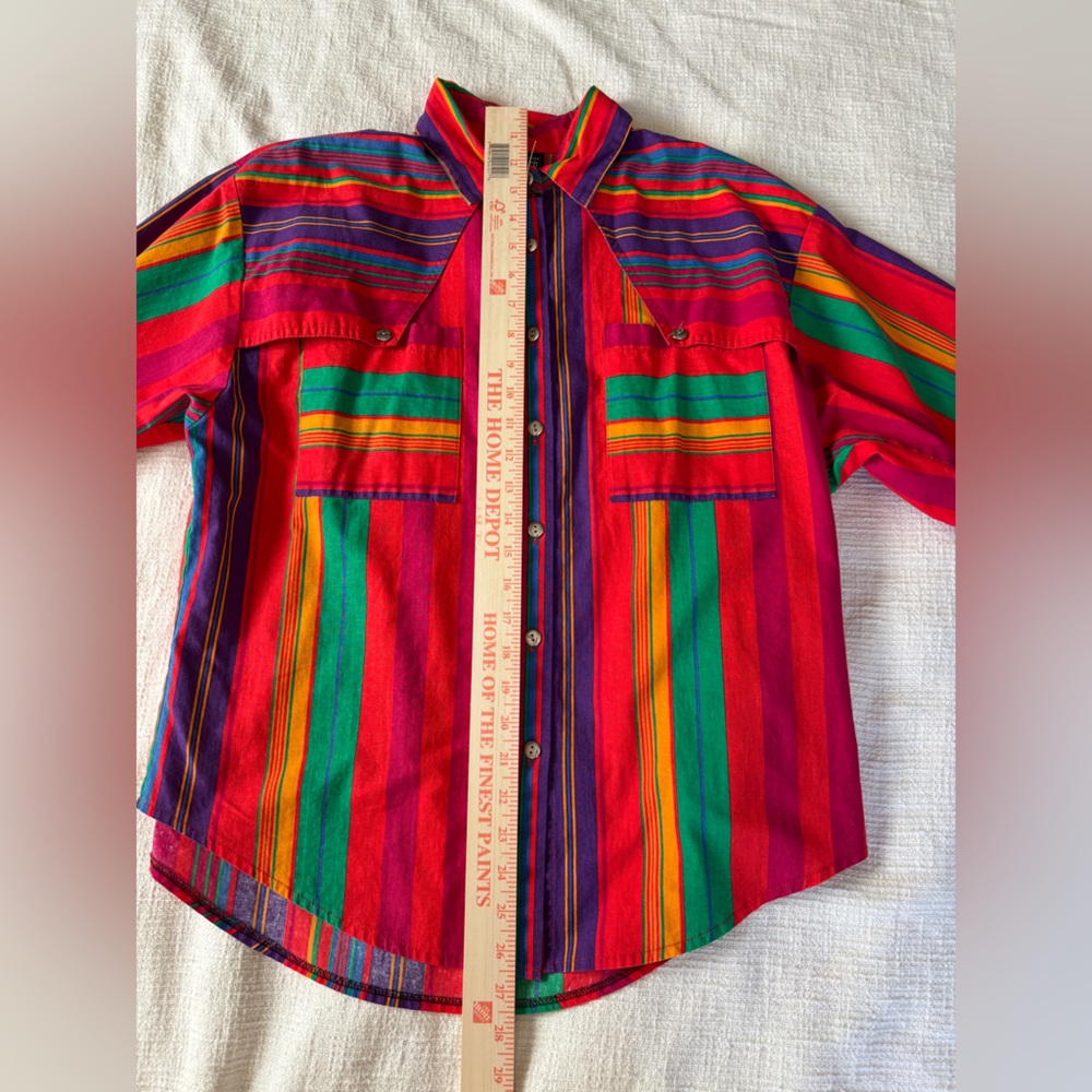 Roughrider Vintage Cotton Cowgirl Colorful Striped Women Large Button Up - Picture 5 of 8